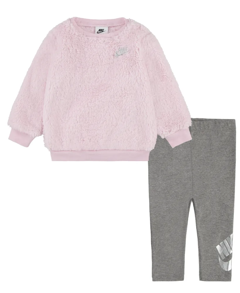 Nike - Girls Pink & Grey Leggings Set