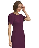 Dkny Women's Belted Ruched-Sleeve Sheath Dress