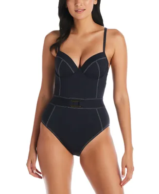 Bleu by Rod Beattie Women's A Fine Line One-Piece Swimsuit