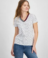 Tommy Hilfiger Women's Dot-Print Signature V-Neck Top