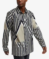 Reason Men's Geo Print Long Sleeves Woven Shirt