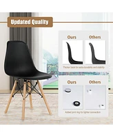 4 Pieces Modern Armless Dining Chair Set with Wood Legs