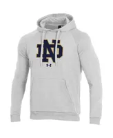 Men's Under Armour Heathered Gray Notre Dame Fighting Irish Primary School Logo All Day Raglan Pullover Hoodie