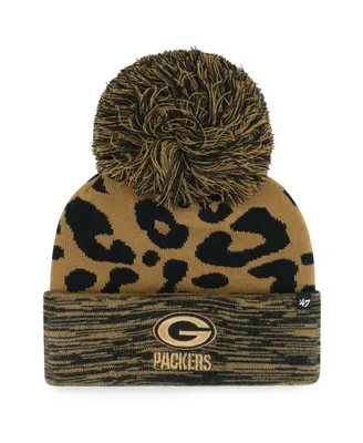Women's '47 Brand Brown Green Bay Packers Rosette Cuffed Knit Hat with Pom