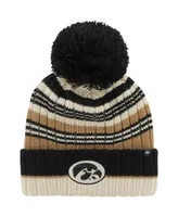 Women's '47 Brand Khaki Iowa Hawkeyes Barista Cuffed Knit Hat with Pom