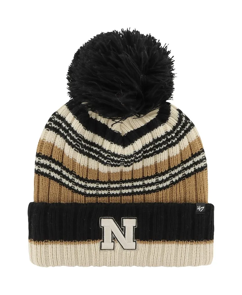 Women's '47 Brand Khaki Nebraska Huskers Barista Cuffed Knit Hat with Pom