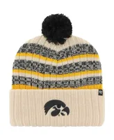 Men's '47 Brand Khaki Iowa Hawkeyes Tavern Cuffed Knit Hat with Pom