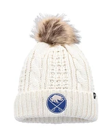 Women's '47 Brand White Buffalo Sabres Meeko Cuffed Knit Hat with Pom