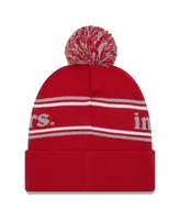 Men's New Era Crimson Indiana Hoosiers Marquee Cuffed Knit Hat with Pom