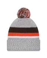 Men's New Era Heather Gray Cleveland Browns Cuffed Knit Hat with Pom