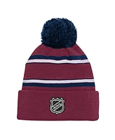 Youth Boys and Girls Colorado Avalanche Burgundy Jacquard Cuffed Knit Hat with Pom