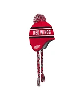 Youth Boys and Girls Detroit Red Wings Red Jacquard Tassel Knit Hat with Pom