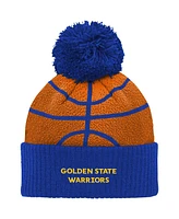 Preschool Boys and Girls Royal Golden State Warriors Basketball Head Cuffed Knit Hat with Pom