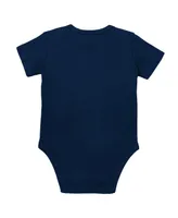 Infant Boys and Girls Mitchell & Ness Navy, Gold Notre Dame Fighting Irish 3-Pack Bodysuit, Bib Bootie Set