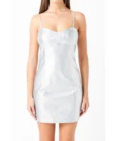 Women's Metallic Pu Mini Dress