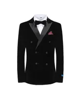 Gino Vitale Men's 2 Piece Double Breasted Velvet Birdseye Lapel Slim Fit Tuxedo