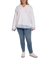 Tommy Hilfiger Plus Woven-Hem Hoodie