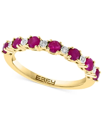 Effy Sapphire (1/2 ct. t.w.) & Diamond Accent Stack Ring in Gold-Plated Sterling Silver (Also available in Ruby and Emerald)