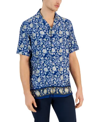 Club Room Men's Aretta Regular-Fit Floral-Print Button-Down Camp Shirt, Created for Macy's