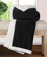 Superior Jacquard Lattice Reversible Fleece Plush Sherpa Blanket