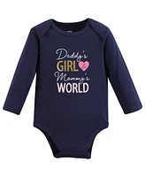 Hudson Baby Girls Cotton Long-Sleeve Bodysuits, Love At First Sight, 6-9 Months