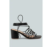 Fonda Womens Croc Patterned Handcrafted Lace Up Sandal