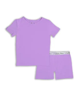 Bellabu Bear Toddler| Child Girls Lavender 2-Piece Short Sleeve & Shorts Pajama Set