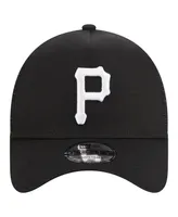 Men's New Era Black Pittsburgh Pirates A-Frame 9FORTY Trucker Adjustable Hat