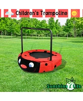 Assembled children's trampoline happy expression outdoor and indoor dual-use ladybug black and red foldable iron tube for kids age 3 - 7