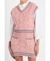 Women's Chenille Contrast Vest