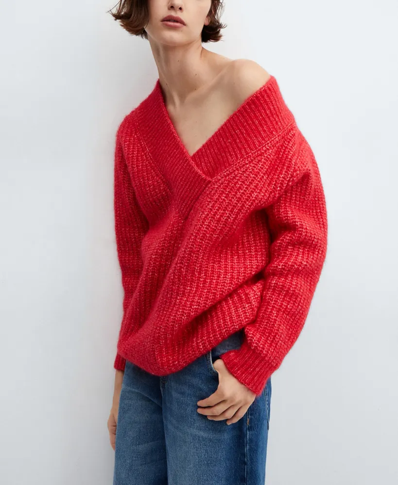 Mango Women's Chunky-Knit V-Neck Sweater