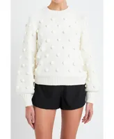 Women's Pom Pattern Long Sleeve Sweater