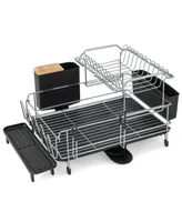 Sugift 2-Tier Detachable Dish Rack with Drainboard and 360° Swivel Spout