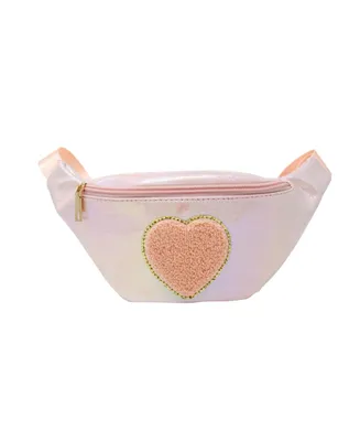 Girl's Pink Shiny Heart Patch Sling Bag