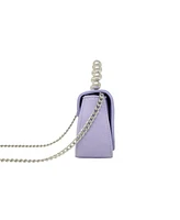 Girl's Purple Tiny Metal Pearl Handle Handbag