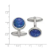 Chisel Stainless Steel Polished Lapis Circle Cufflinks