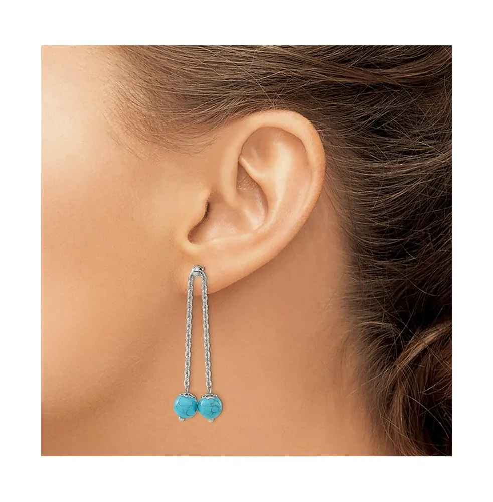 Chisel Stainless Steel Synthetic Turquoise Moveable Dangle Earrings