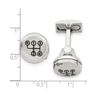 Chisel Stainless Steel Polished Enameled Stick Shift Design Cufflinks