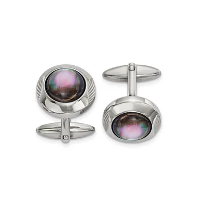 Chisel Stainless Steel Polished Black Circle Cufflinks