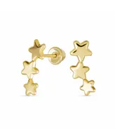 Bling Jewelry Solar Fun Celestial Usa Patriotic Mini Crawler 3 Star Stud Earrings Stud Earrings Screw Back For Women Yellow 14K Gold