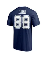 Men's Fanatics CeeDee Lamb Navy Dallas Cowboys Team Player Icon Name and Number T-shirt