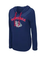 Women's Colosseum Navy Gonzaga Bulldogs My Lover Lightweight Hooded Long Sleeve T-shirt