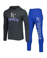 Men's Concepts Sport Royal, Charcoal Kansas City Royals Meter Hoodie and Joggers Set