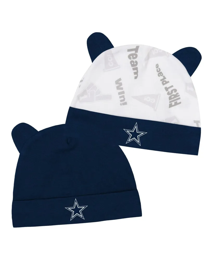 Infant Boys and Girls Navy, White Dallas Cowboys Baby Bear Beanie Set