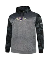 Men's Fanatics Heather Charcoal Baltimore Ravens Big and Tall Camo Pullover Hoodie