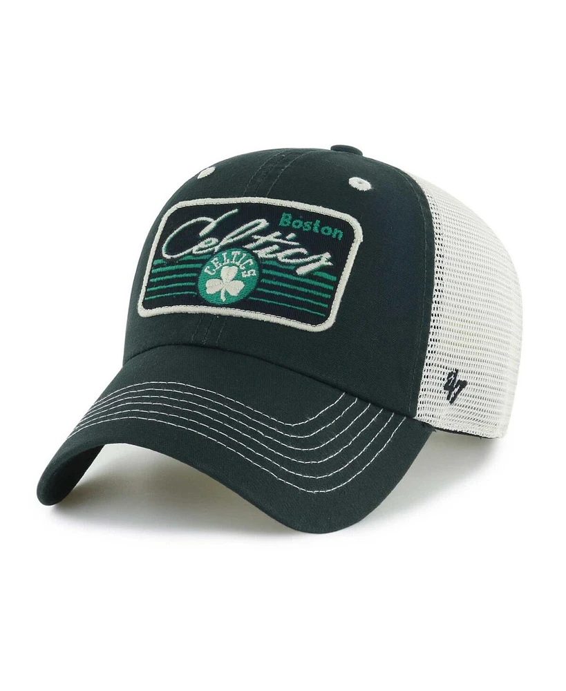 Men's '47 Brand Black Boston Celtics Five Point Patch Clean Up Adjustable Hat