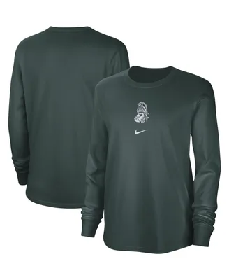 Women's Nike Green Distressed Michigan State Spartans Vintage-Like Long Sleeve T-shirt