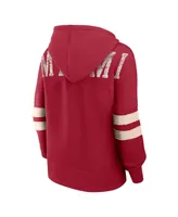 Women's Fanatics Red Distressed Miami Heat Bold Move Dolman V-Neck Pullover Hoodie