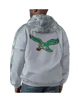 Men's Starter Gray Distressed Philadelphia Eagles Thursday Night Gridiron Throwback Full-Zip Jacket