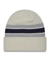 Men's New Era Cream Dallas Cowboys Team Stripe Cuffed Knit Hat